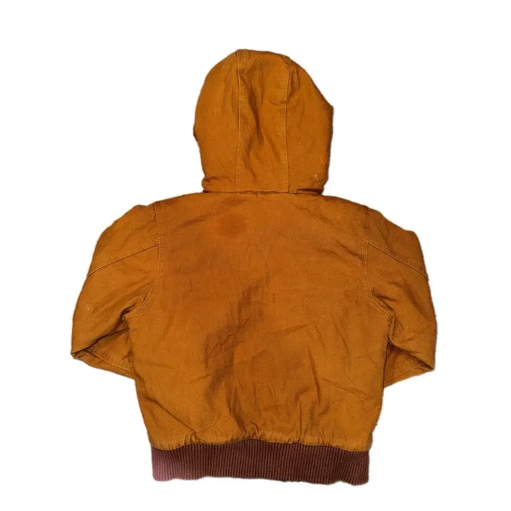 Carhartt Brown Duck Quilt Lined Hooded Jacket Boys 4T Toddler Kids